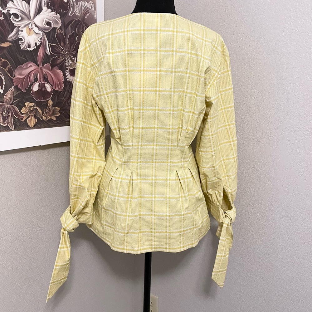 Pearl By Lela Rose Plaid Seersucker Full Sleeve Top in Sunflower - Picture 8 of 10